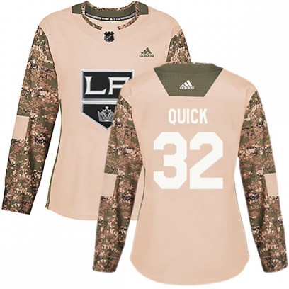 Women's Authentic Los Angeles Kings Jonathan Quick Adidas Veterans Day Practice Jersey - Camo