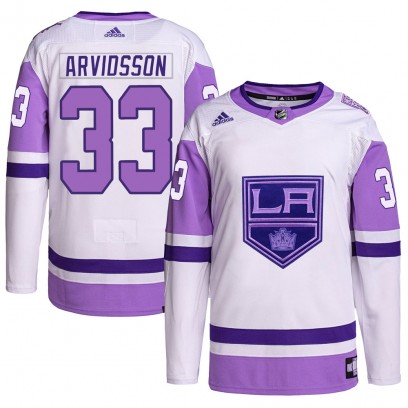 Men's Authentic Los Angeles Kings Viktor Arvidsson Adidas Hockey Fights Cancer Primegreen Jersey - White/Purple
