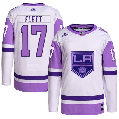 Men's Authentic Los Angeles Kings Bill Flett Adidas Hockey Fights Cancer Primegreen Jersey - White/Purple