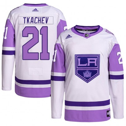 Men's Authentic Los Angeles Kings Vladimir Tkachev Adidas Hockey Fights Cancer Primegreen Jersey - White/Purple