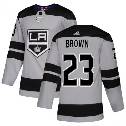 Men's Authentic Los Angeles Kings Dustin Brown Adidas Gray Alternate Jersey - Brown