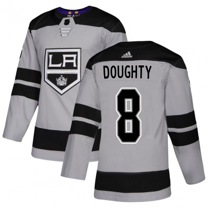 Men's Authentic Los Angeles Kings Drew Doughty Adidas Alternate Jersey - Gray