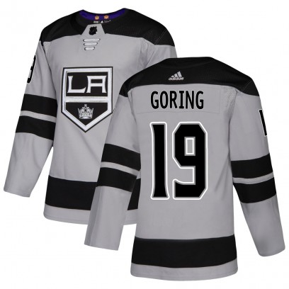 Men's Authentic Los Angeles Kings Butch Goring Adidas Alternate Jersey - Gray