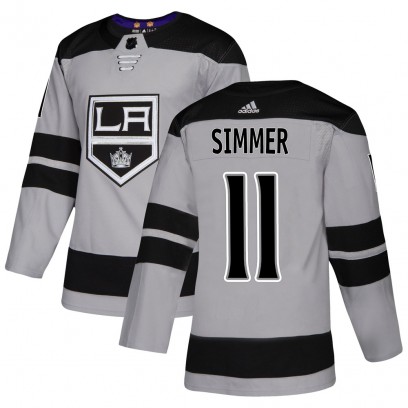 Men's Authentic Los Angeles Kings Charlie Simmer Adidas Alternate Jersey - Gray