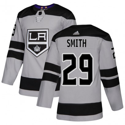 Men's Authentic Los Angeles Kings Billy Smith Adidas Alternate Jersey - Gray