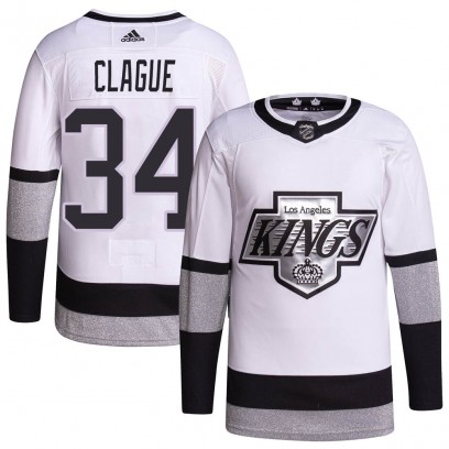 Youth Authentic Los Angeles Kings Kale Clague Adidas 2021/22 Alternate Primegreen Pro Player Jersey - White