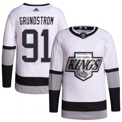 Youth Authentic Los Angeles Kings Carl Grundstrom Adidas 2021/22 Alternate Primegreen Pro Player Jersey - White