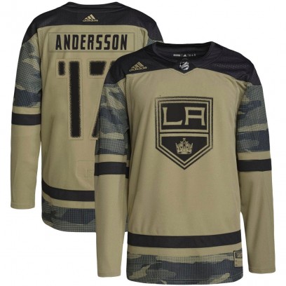 Youth Authentic Los Angeles Kings Lias Andersson Adidas Military Appreciation Practice Jersey - Camo