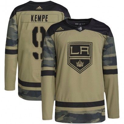 Youth Authentic Los Angeles Kings Adrian Kempe Adidas Military Appreciation Practice Jersey - Camo