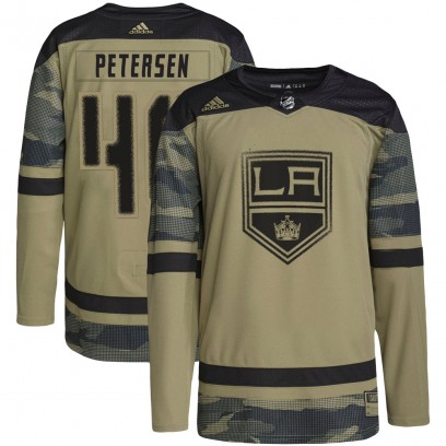 Youth Authentic Los Angeles Kings Cal Petersen Adidas Military Appreciation Practice Jersey - Camo