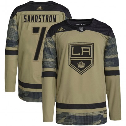 Youth Authentic Los Angeles Kings Tomas Sandstrom Adidas Military Appreciation Practice Jersey - Camo