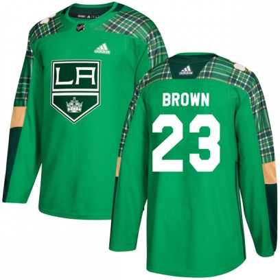Men's Authentic Los Angeles Kings Dustin Brown Adidas St. Patrick's Day Practice Jersey - Green