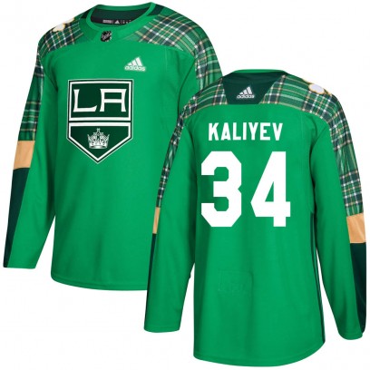 Men's Authentic Los Angeles Kings Arthur Kaliyev Adidas St. Patrick's Day Practice Jersey - Green
