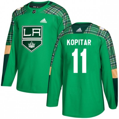 Men's Authentic Los Angeles Kings Anze Kopitar Adidas St. Patrick's Day Practice Jersey - Green