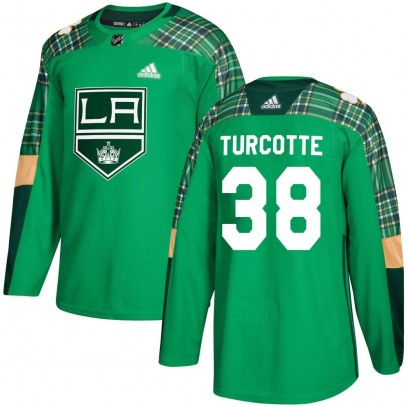 Men's Authentic Los Angeles Kings Alex Turcotte Adidas St. Patrick's Day Practice Jersey - Green