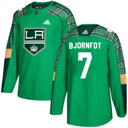 Youth Authentic Los Angeles Kings Tobias Bjornfot Adidas St. Patrick's Day Practice Jersey - Green