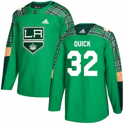 Youth Authentic Los Angeles Kings Jonathan Quick Adidas St. Patrick's Day Practice Jersey - Green