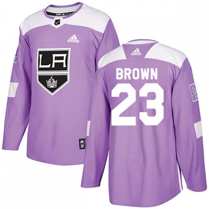 Men's Authentic Los Angeles Kings Dustin Brown Adidas Fights Cancer Practice Jersey - Purple