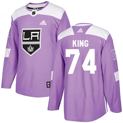 Men's Authentic Los Angeles Kings Dwight King Adidas Fights Cancer Practice Jersey - Purple