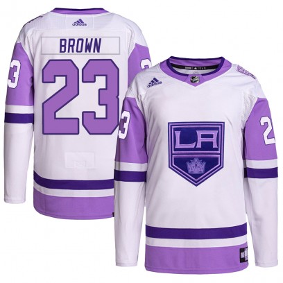 Youth Authentic Los Angeles Kings Dustin Brown Adidas Hockey Fights Cancer Primegreen Jersey - White/Purple