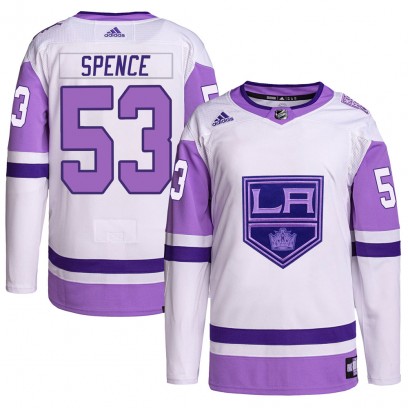 Youth Authentic Los Angeles Kings Jordan Spence Adidas Hockey Fights Cancer Primegreen Jersey - White/Purple