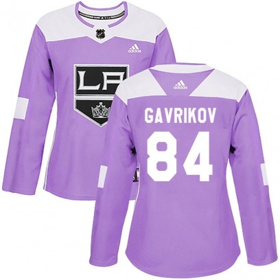 Women's Authentic Los Angeles Kings Vladislav Gavrikov Adidas Fights Cancer Practice Jersey - Purple