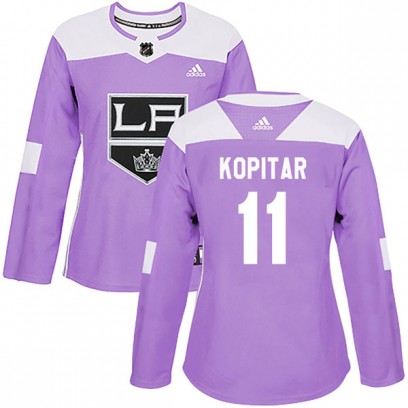 Women's Authentic Los Angeles Kings Anze Kopitar Adidas Fights Cancer Practice Jersey - Purple