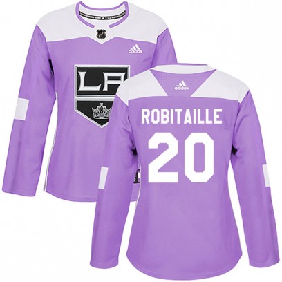 Women's Authentic Los Angeles Kings Luc Robitaille Adidas Fights Cancer Practice Jersey - Purple