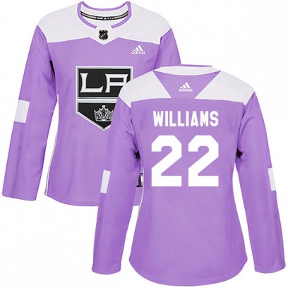 Women's Authentic Los Angeles Kings Tiger Williams Adidas Fights Cancer Practice Jersey - Purple