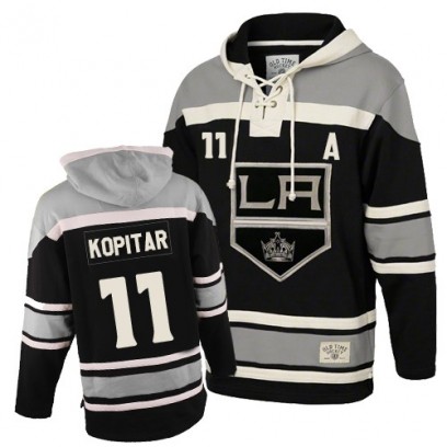 Youth Authentic Los Angeles Kings Anze Kopitar Old Time Hockey Sawyer Hooded Sweatshirt - Black