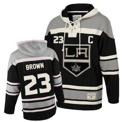 Youth Premier Los Angeles Kings Dustin Brown Old Time Hockey Sawyer Hooded Sweatshirt - Black