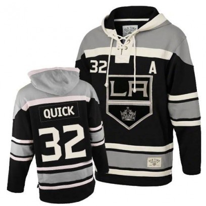 Youth Authentic Los Angeles Kings Jonathan Quick Old Time Hockey Sawyer Hooded Sweatshirt - Black