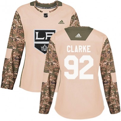Women's Authentic Los Angeles Kings Brandt Clarke Adidas Veterans Day Practice Jersey - Camo
