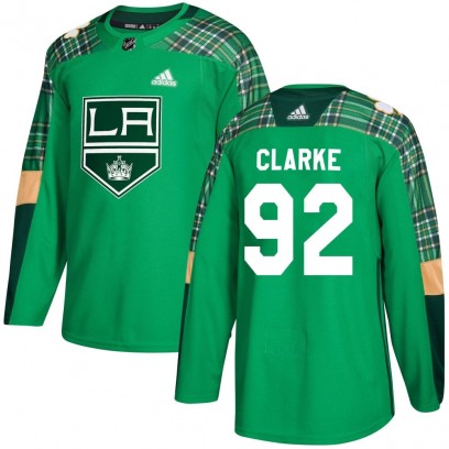 Men's Authentic Los Angeles Kings Brandt Clarke Adidas St. Patrick's Day Practice Jersey - Green