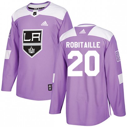 Men's Authentic Los Angeles Kings Luc Robitaille Adidas Fights Cancer Practice Jersey - Purple
